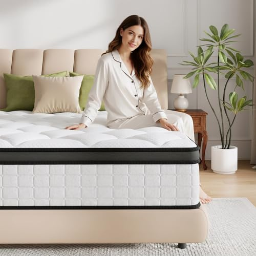ABENE King Size Mattress 10.6 Inch Memory Foam Pocket Spring Mattress 5FT, Medium Firm Hybrid 7 Zone Orthopedic, OEKO-TEX Certified Soft Fabric (150x200x27cm)