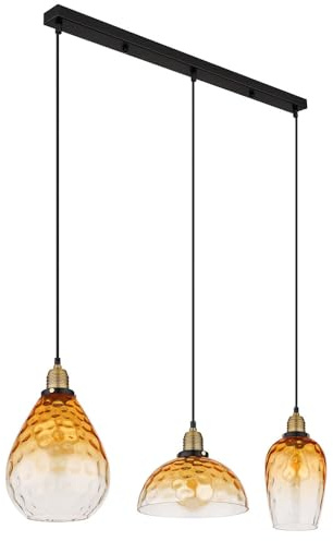 Pendelleuchte Deckenleuchte Esszimmerlampe Hängeleuchte Glas Amber 3-Flammig