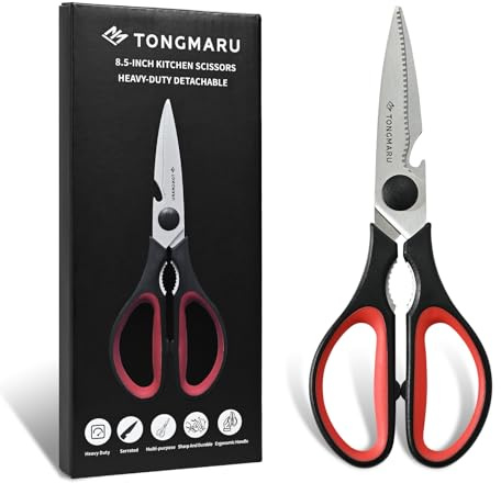 Kitchen Cooking Shears Heavy Duty Kitchen Scissor with, Detachable, All Purpose Scissors, Dishwasher Safe Scissors, Serrated Blades, Nutcracker and Bottle Opener function included (1 Pack)