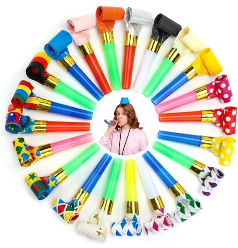 30 Pcs Party Blowers, Colourful Party Whistles, Party Blowers For Adults And Kids, Party Supplies For Birthday Party, Anniversary, Graduation, Wedding, Christmas