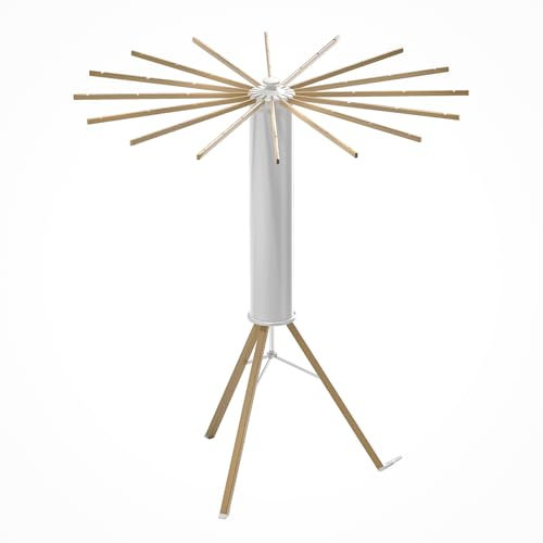 OTTO Séchoir à Linge Pliable Intérieur Extérieur Étendoir Parapluie Design Bois 16 Bras, Trépied Renforcé, Compact & Robuste Ultra Stable, Séchage Grande Capacité, Gain de Place