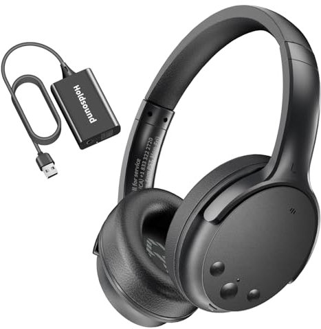 Holdsound Wireless Headphones for TV Listening, TV Headphones Wireless for Seniors with USB Transmitter, 25hrs, No Lip-Sync Delay, Plug and Play,Gifs for Elderly, Black