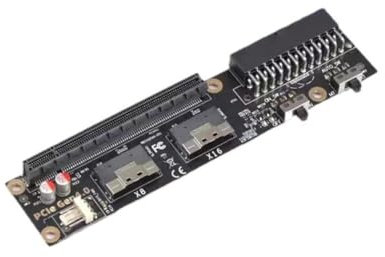 Ohulelks 2Port SlimSAS External Card PCIe4.0 X16 Laptop to External Video Graphics Card PCIe4.0 X16 to SlimSAS 8654 PC Adapter