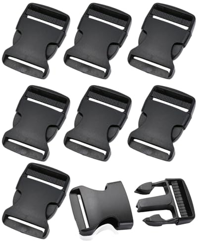 MYGLOAR 8 Stück Schnallen und Verschlüsse, 32mm Schnellverschluss-Ersatzschnallen aus Kunststoff, Schnappschnallen, Ersatzschnallen für Rucksäcke, schwarze Schnappverschlüsse für Rucksäcke,Gepäckgurte