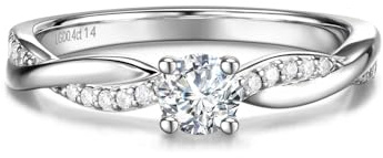 FANCIME Sinfonia dei Promessi anello in argento sterling con diamante di piccola taglia a vite intrecciata da 0,4-0,61 carati (pietra principale da 0,3-0,5 carati), diamante coltivato in laboratorio