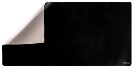 Fellowes Tapis de bureau Everyday – 80×40 cm, double face Noir/Gris – Similicuir imperméable – Grand sous-main pour clavier, souris & PC portable – Design élégant