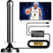 Antena TV Interior Potente con Amplificador y Recepción 360° para Canales Locales HD - Soporta 4K/1080P, DVB-T/T2, VHF/UHF - Compatible con Todas Las Televisores