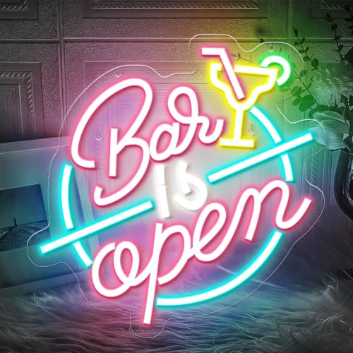 Timogift Bar Open Neon Sign, Open Beer LED Light up Signs with Dimmer for Wall Decor Pub Party Man Cave Room Art Decor Gift, Aesthetic Decoration for Home Bar, Club, Bistro, Party