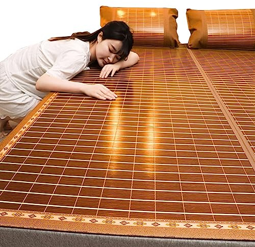 HYQOUKLR Esterilla de bambú para Dormir, colchón Plegable, Colchoneta de bambú de Doble Cara for Dormir, Varios tamaños(L195xW130cm/L77xW51in)