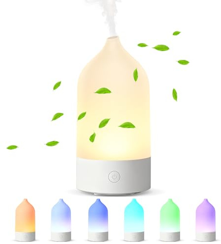 120ml Aroma Diffuser，Premium Luftbefeuchter mit Automatischer Abschaltfunktion, Duftlampe mit 7 Farbigem LED Licht, BPA Free Schlafzimmer, Büro, Spa, Geschenk für Frauen