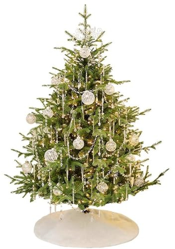 JCSRYD Arboles de Navidad con Luces Integradas con Adornos de Cristal, Arbol de Navidad con Ramas de PE, Soporte Plegable de Metal, Verde(120cm/4ft)