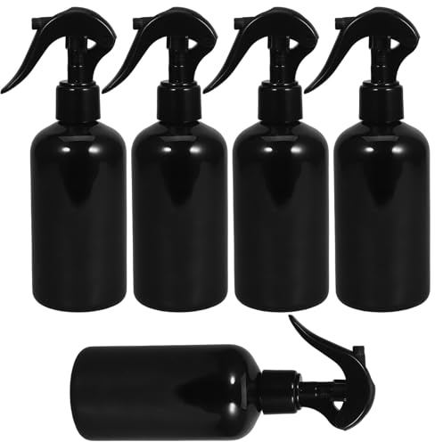 SHINEOFI Botella Pulverizadora de Plástico Negra de 250 Ml Diseño y Ancho Set de 5 Unidades para Riego de Jardín y Pulverizador de Agua Reutilizable