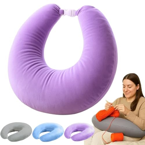 Vgpbphj Coussin Tricot, Coussin pour Tricoter ou Crocheter, Coussins Ergonomique - L’allié Confort de Vos Moments Créatifs, Coussins de Lecture pour Lit ou Canapé (Violet)