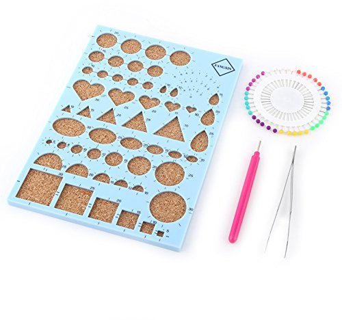 SIXRUN Kit di Strumenti per Quilling di Carta, Pannello per Modelli Artigianali Fai-da-te con Pinzette per Penna con Fessura e 40 Aghi per Perline, per Realizzare Fiori, Animali, (BLUE)
