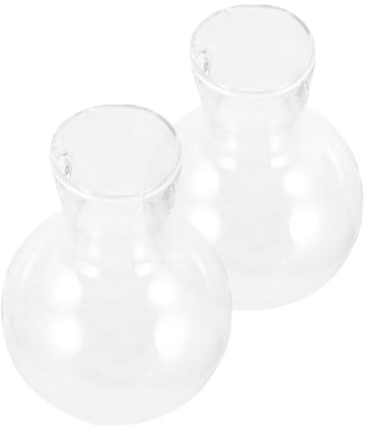 TOYANDONA Lot de 2 Vases à Fleurs en Verre Borosilicaté Transparent Support en Bois, Vases Hydroponiques Décoratifs pour Plantes D’intérieur, Jardinières Artisanales pour Décoration Salon
