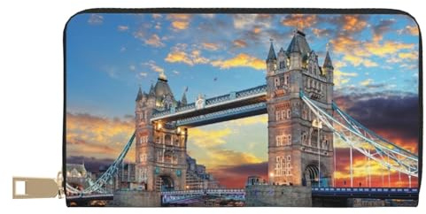 JKLQWC Portefeuille en cuir synthétique imprimé ananas tropical hawaïen pour femmes et hommes avec porte-cartes, Tower Bridge à Londres, One Size, Moderne
