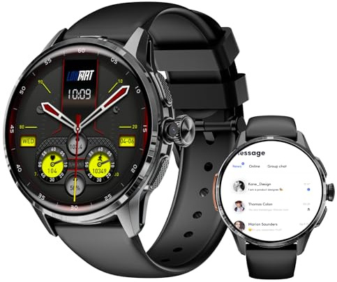 WLUPOO LOKMAT 4G SIM Card Smart Watch,1.6 AMOLED 3GB+32GB Android Smartwatch with Rotating Camera WiFi GPS Fitness Activity Tracker Watch for Men Women (Black)