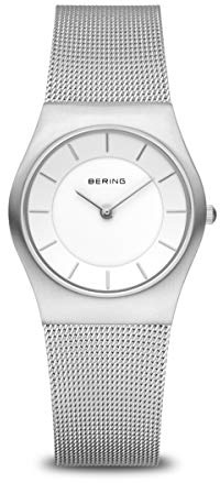 Bering Damen Quarz Uhr | Armbanduhr 30 mm Edelstahlgehäuse und Zifferblatt | Milanaisearmband | Saphierglas | 5 ATM | 11930