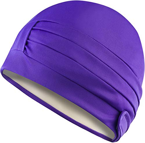 Aqua Speed Ladies Cap Gorro de baño | Gorro de natación para señoras | Estilo Retro | Turbante Belcro Cap | Piscina | Playa | Púrpura Oscuro