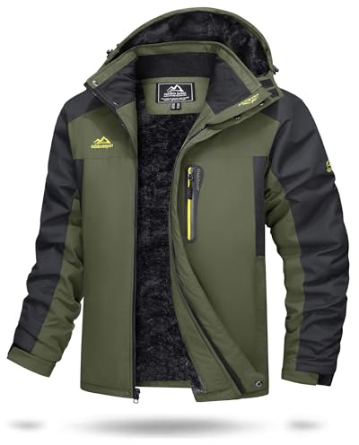 TACVASEN Outdoor Fleece Jacket Mens Thermal Waterproof Hiking Camping Coat