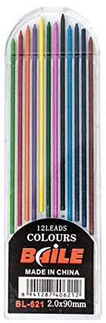 12pcs 2,0 mm Druckbleistifte, Farbige Leads mit Case, Farbminen Nachfüllungen zum Zeichnen, Schreiben, Basteln, Kunstskizzieren, Tischler