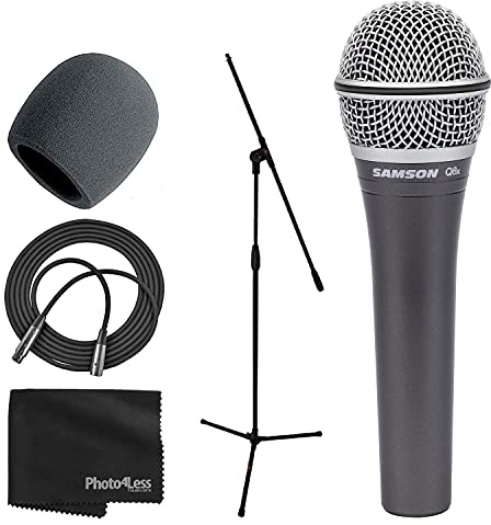 SAMSON Q8x Dynamic Supercardiod - Microfono palmare in schiuma, con base treppiede, cavo microfono, panno