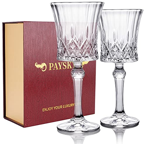 Paysky Weingläser, 2er-Set, 284ml Kristall Weißweingläser, Rotweingläser mit Geschenkbox für die Hochzeit Jahrestag, Geburtstag