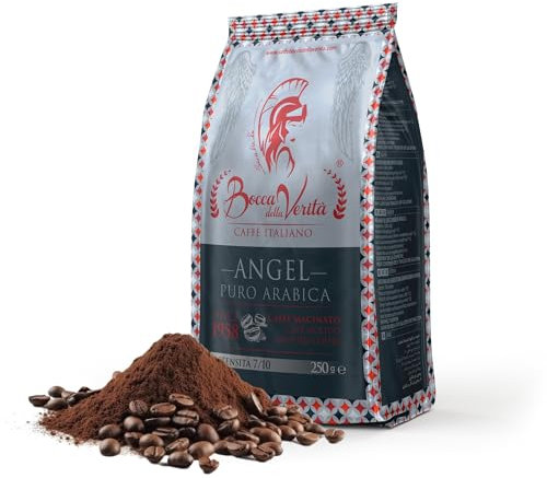 BOCCA DELLA VERITA® Caffe Macinato Sacco da 250g Aroma ANGEL Caffe Arabica per Macchina Caffè Macinato 100% Made in Italy Tostato Naturalmente e Artigianalmente, Rainforest e UTZ