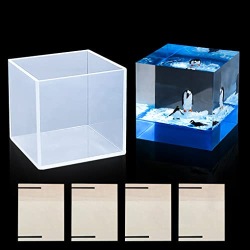 FineInno 10.6cm Moule Silicone Cube Géométrique Moule Resine Epoxy Carre Grand et Profond Moulage Coulée pour Artisanale Décorations Savon Bougie