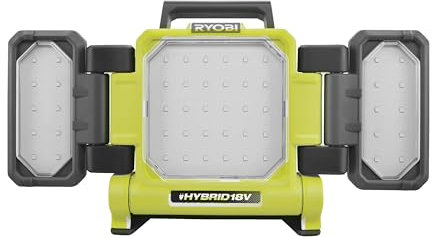 RYOBI Hybrid-LED-Panelleuchte RLPH18-0 18V Werkstattleuchte, Arbeitsleuchte, Akku- & Netzbetrieb