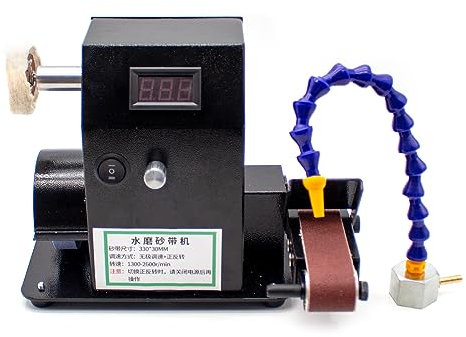 LeTkingok Affûteuse de Couteaux Refroidie à L'eau AC 100-240V, Petite Ponceuse à Bande électrique Automatique, Affûteuse de Couteaux Réglable à Vitesse D'affichage Numérique