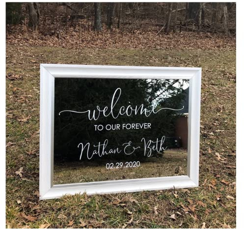 asu Personalisierte Hochzeit Vinyl Aufkleber Hochzeit Zeichen Vinyl Aufkleber DIY Willkommen Zu Unserem Für Immer Hochzeit Aufkleber Rasen Hochzeit Willkommen Zeichen (25x42cm)