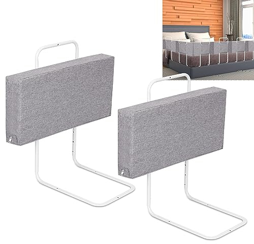 Ansobea 60x28cm Bettgitter Rausfallschutz Babybettgitter, Kinderbettgitter 5-Loch Höhenverstellbar, Bettschutzgitter für Kinderbetten und Familienbetten, Grau