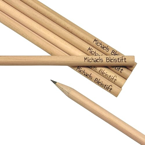 KATINGA 10x Bleistifte mit Wunschgravur für die Einladungskarten zur Hochzeit (10er natur)