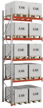 Kaiser + Kraft Palettenregal Space | Verzinkt/orange, HxBxT 5000 x 1940 x 1100 mm, Fachlast 2000 kg, Anbauregal