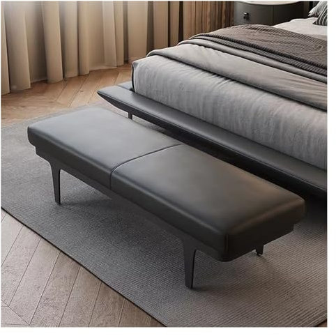 Moderne schwarze PU-Leder-Polsterbank für Eingangsbereich, Wohnzimmer, Schlafzimmer, Fußstütze, Hocker, Esszimmerbank, Innensofa-Bank, 120 x 45 x 42 cm