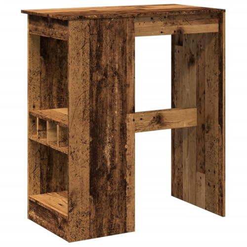 vidaXL Barbord med hyllor åldrat trä 90x47,5x103,5 cm konstruerat trä, bord, höga bord, köksbord, högt bord, matbord, bistrobord, bistro bord