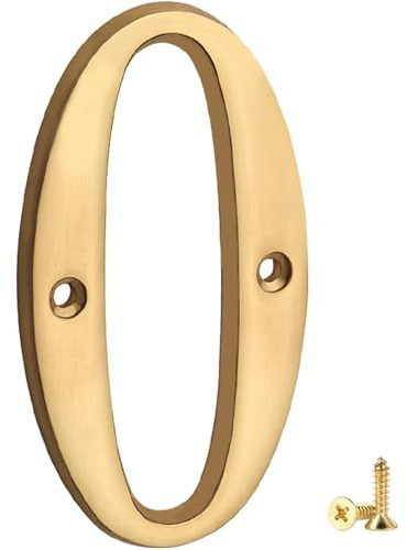 Modern House Number Polished Brass Copper Number 3D Modern Door Numbers Signage Number Plate Numbers Home Address Street Sign Floating Appearance And Easy To Install 7.5cm (N.0)