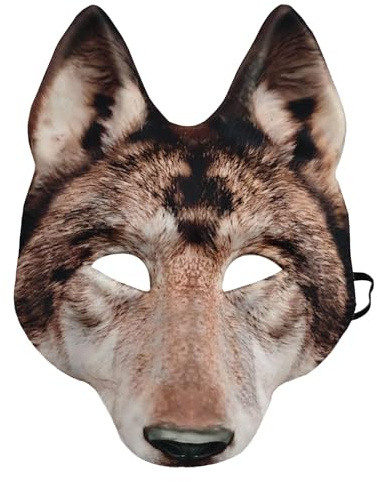 kowaku Wolfskopfmaske, leicht, lustige Wolfsmaske, für Cosplay, Karneval, Party, Braun