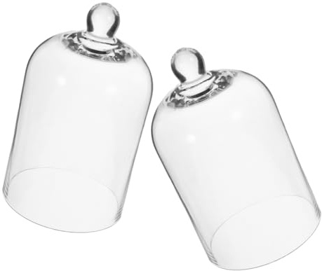 PRETYZOOM Lot De 2 Cloches en Verre pour Fleurs Préservées Couvercle Daffichage Élégant Et Décoratif