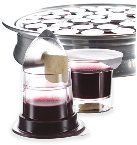 Simply Communion Vasos de comunión precargados – Tazas y obleas compatibles con bandeja y respaldo de banco – Concord Juice and Pan – Caja de 25 – Fácil de abrir, fabricado en los Estados Unidos