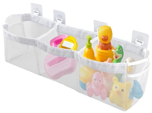 Badewannenspielzeug Aufbewahrungstasche mit 3 Getrennten Tasche, Kinder Badewannenspielzeug Mesh Tasche, Aufbewahrung und Sortierung von Spielzeug Hängeorganizer Tasche