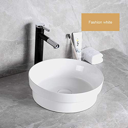 CAFIEDR Lavabo de Salle de Bain, Vasque à Poser, Vasque en céramique, Vasque à Poser, Vasque Artistique, Vasque de Salle de Bain Durable pour Meuble de Toilet(H)