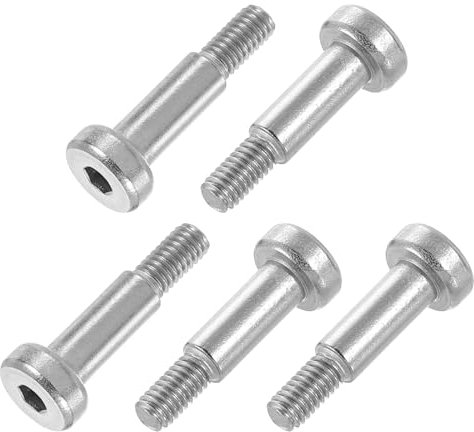 sourcing map 12Pcs 304 Stainless Steel Shoulder Bolt 5mm Shoulder Dia 12mm Shoulder Length M4 Thread Hex Socket Shoulder Bolts for Textile Hydraulic Injection Molding Machinery Industries