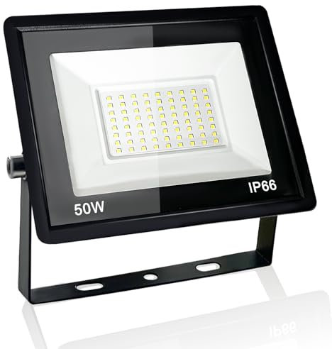 Eleganted 50W Projecteur LED Extérieur, IP66 Etanche Spot LED Extérieur, Éclairage Mural 6500K Blanc Froid, pour Jardin, Terrasse, Garage, Entrée