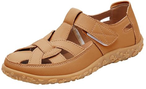 Generico Sandales De Randonnée Femme Bout Fermé D'été Chaussures De Randonnée Confortable Respirant Arch Support Sandales De Marche En Plein Air Réglable Sandales De Randonnée Escalade Chaussons, kaki