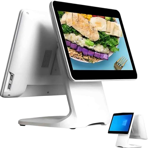 Caisse Enregistreuse Tactile Complète Professionnelle,Système Caisse Enregistreuse Pos,avec écran Tactile 15,6 + 13,3'' CPU N2930,4 GO De Ram,64 GO SSD,Windows 7/10,pour Vente Au Détail