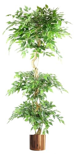 Leaf Realistic Artificial Japanese Fruticosa Ficus Tree With Metal Planters