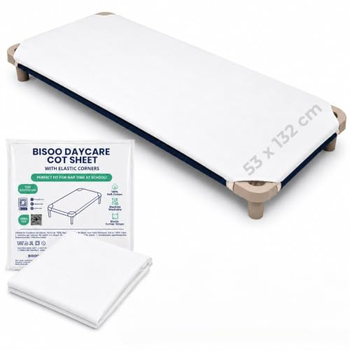 Bisoo Sábana Ajustable para Hamaca Guardería 53x132 Algodón - 1 Ud. Blanco