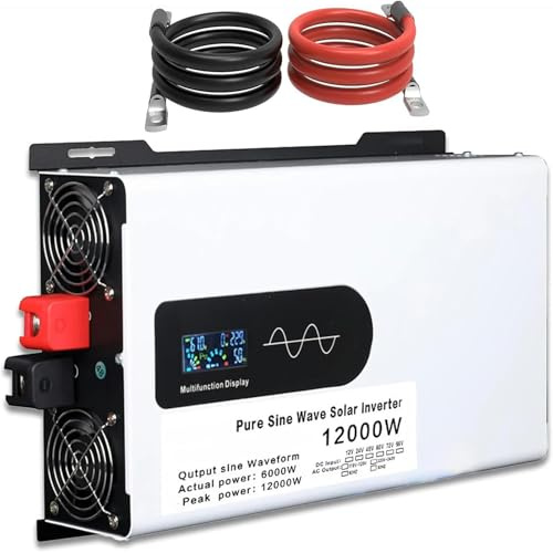 Inverter Onda Pura 3500W/5000W/6000W/8000W/10000W/12000W Invertitore Di Potenza 12V 24V 48V 60V 72V a 110V/220V Alimentazione Con Prese AC Doppie & Per Car Camper Per Camper,Famiglia,Automobile
